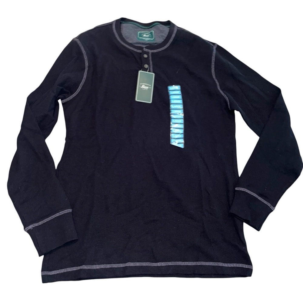 G.H Bass Long Sleeve Thermal Crew Neck Top Black